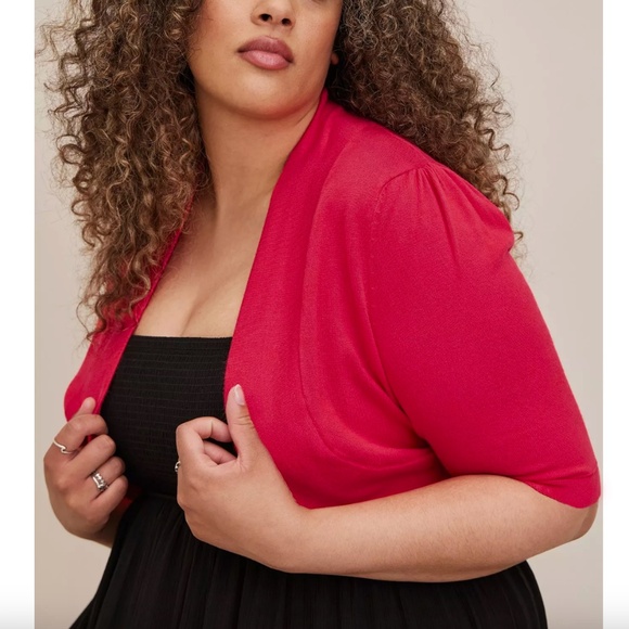 Torrid - Red Sexy Yarn Short-Sleeve Cropped Cardigan Sweater Shrug - 1X - Picture 1 of 9